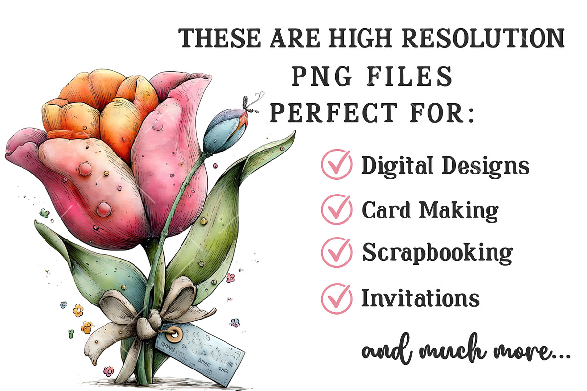 Whimsical Spring Tulip Flower Clipar, an Illustration by OK Design (Photo 4 of 6)