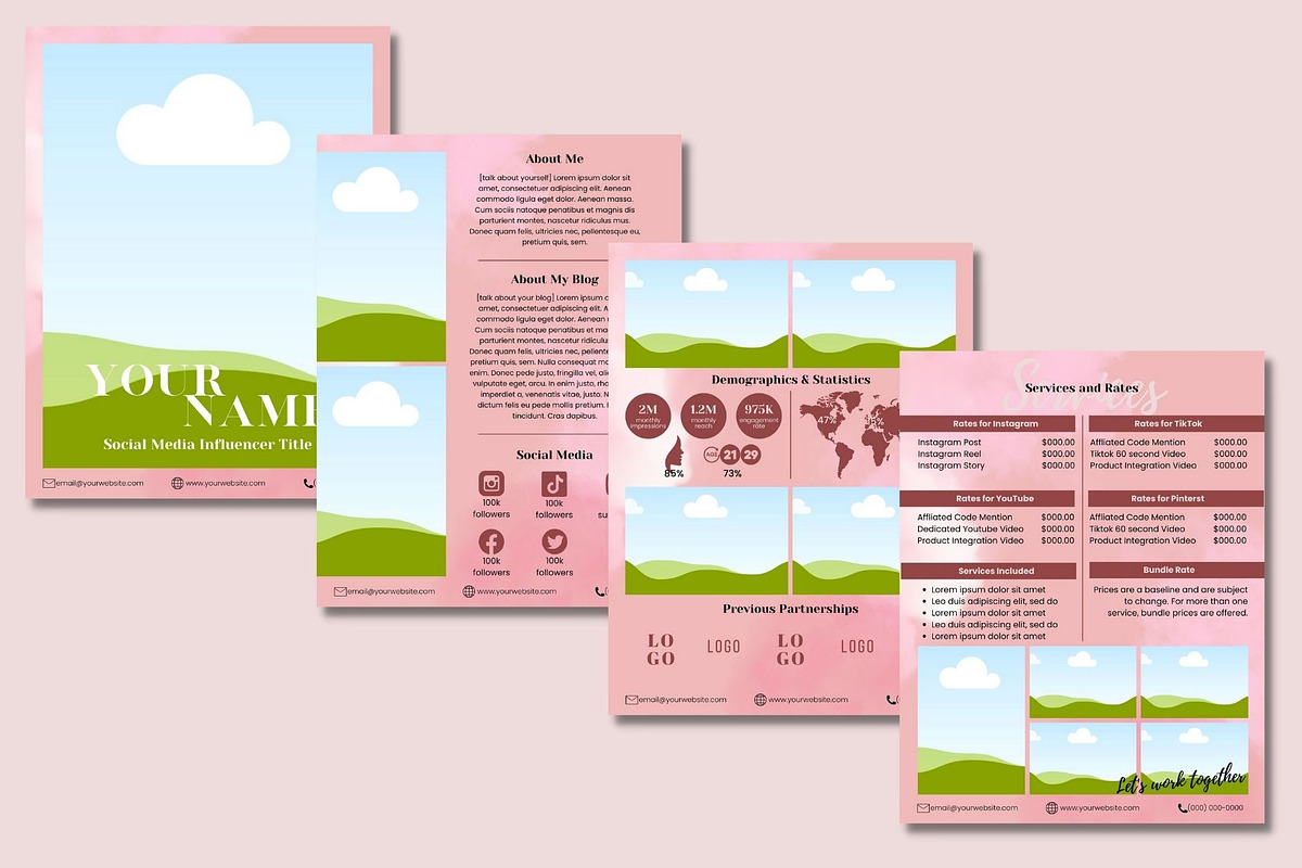 Four Page Media Kit in Pink, a Templates & Theme by ProductiveandFree (Photo 12 of 13)