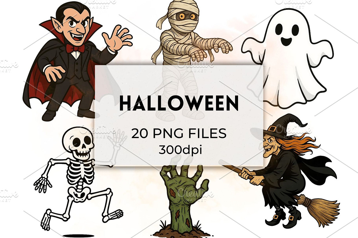 Trick or Treat Halloween Clipart, a Seasonal Illustration by QM_ART (Photo 1 of 7)