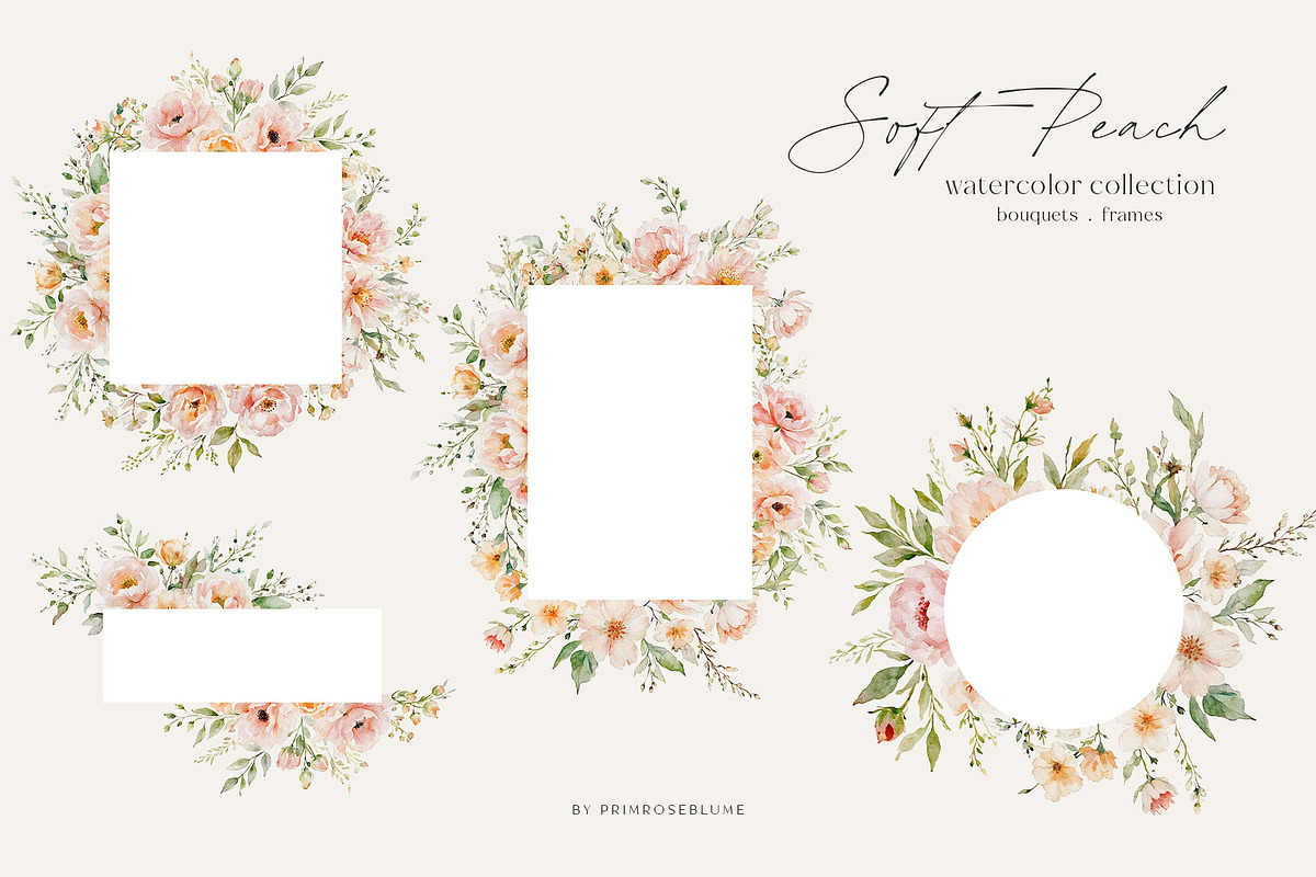 Soft Peach Watercolor Floral Clipart, a Decorative Illustration by Primrose Blume (Photo 4 of 6)