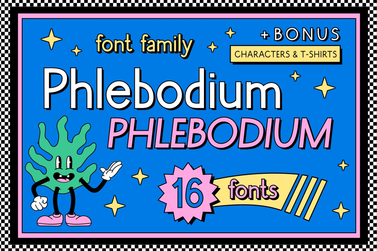 Phlebodium sans serif font 80s 90s, a Sans Serif Font by Fat Hamster (Photo 1 of 9)