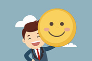 man holding large smiley face, a Person Illustration by SouravDesign (Thumbnail 2 of 3)