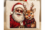 Santa and Reindeer Holiday Selfie, a Seasonal Illustration by Craft Nest (Thumbnail 1 of 6)