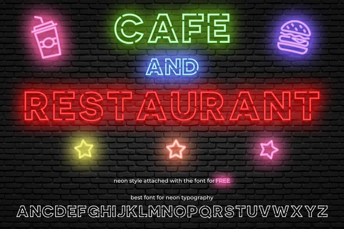 Neon Style Font, a Font by OWPictures (Photo 3 of 3)