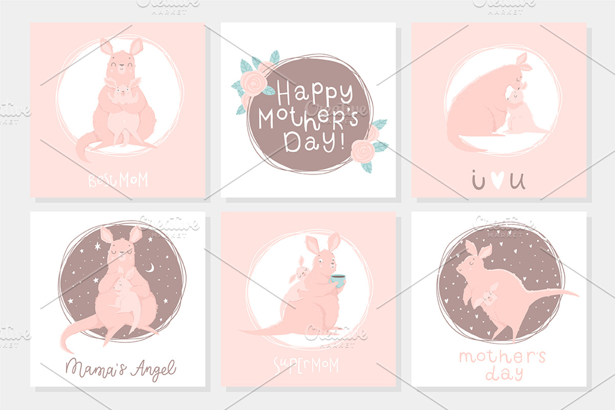 Mother's Day - kangaroo set, an Animal Illustration by Artnis (Photo 2 of 6)