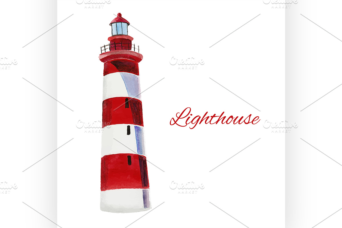lighthouse. watercolor painting, an Illustration by Netkoff