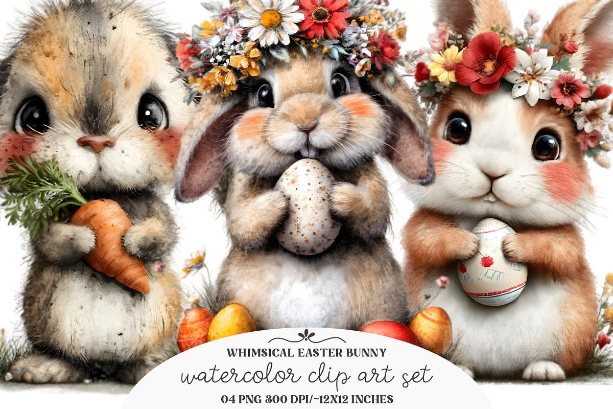 Whimsical Easter Bunny Clipart, an Animal Illustration by GatewayDesign (Photo 3 of 3)
