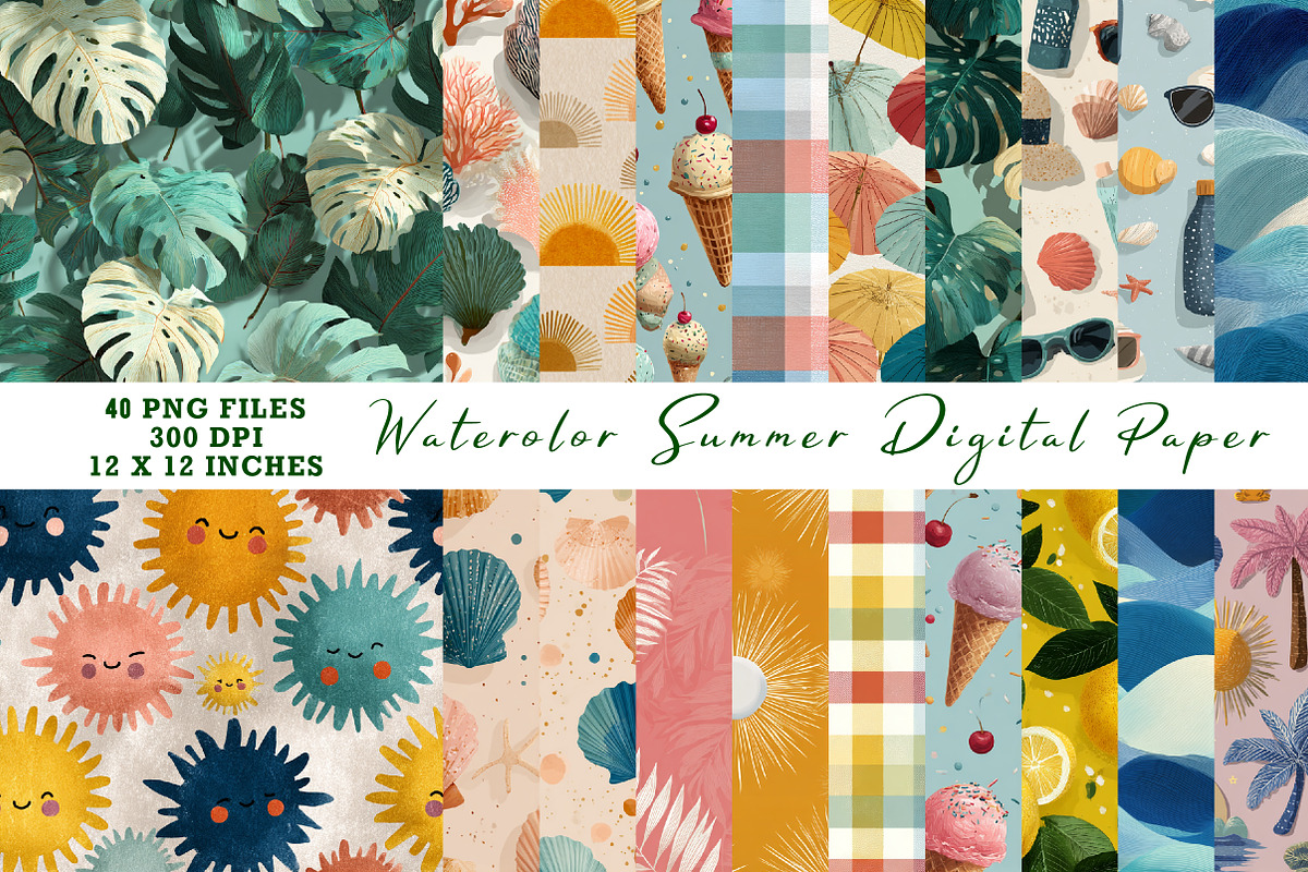 Summer Digital Paper, a Pattern Graphic by CreationArt (Photo 1 of 6)
