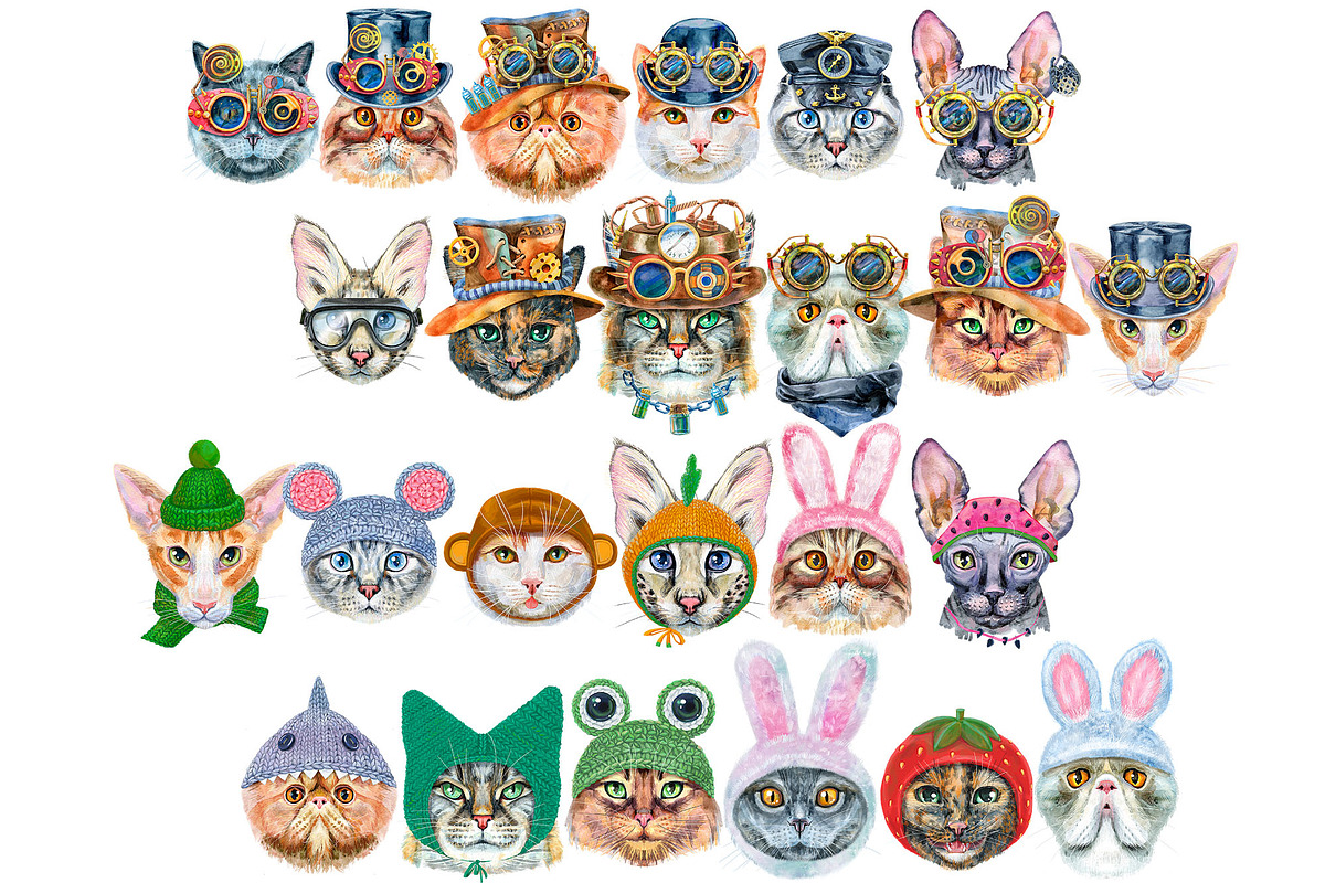 Watercolor borders from cats, an Animal Illustration by Watercolor fantasy (Photo 4 of 9)