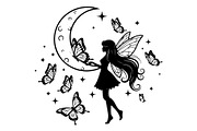 Fairy Moon Butterfly Silhouette, an Object Illustration by Gaye Art (Thumbnail 13 of 31)