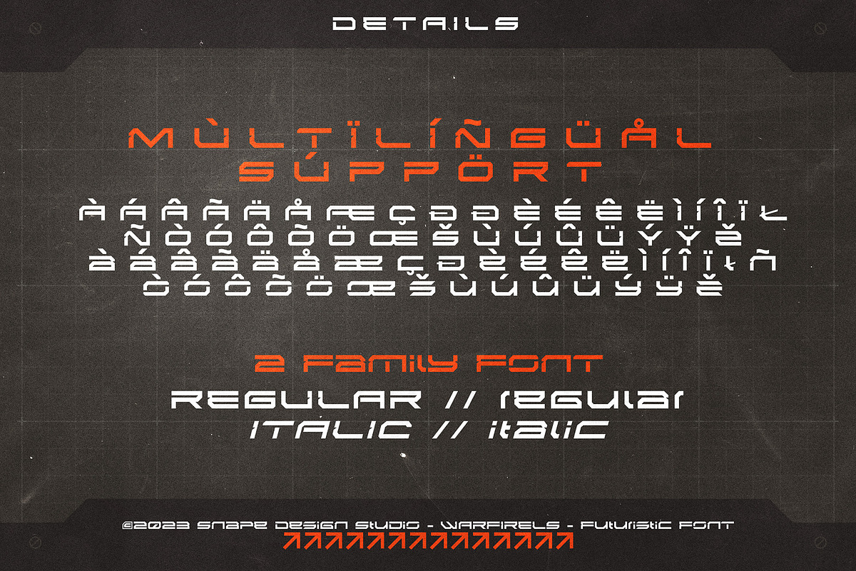 Warfirels - Futuristic Font, a Sans Serif Font by Snape Design Studio (Photo 3 of 5)