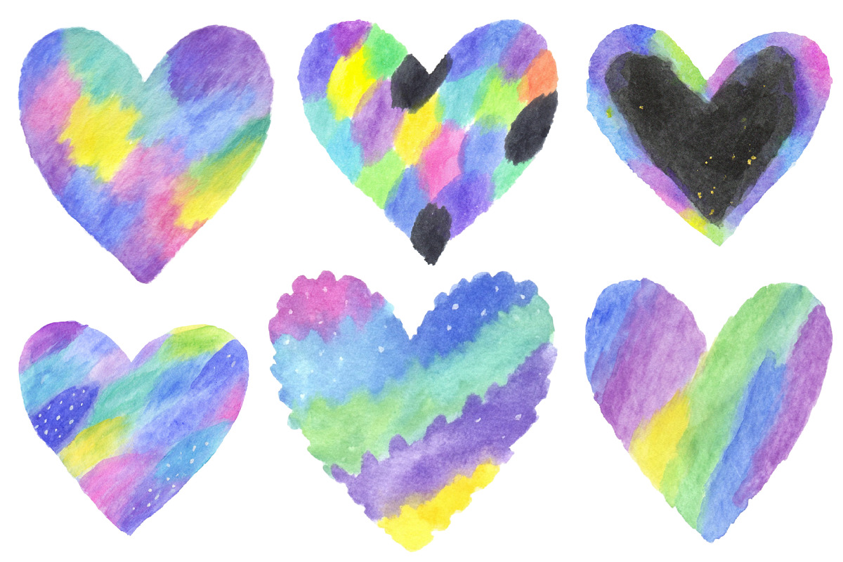 Watercolor Valentine Day Hearts Clip, an Illustration by Designworld (Photo 4 of 5)