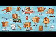 Cartoon groovy parcel box characters, a Transportation Illustration by Buch&Bee (Thumbnail 2 of 3)