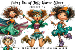 Funny 4th of July Woman Clipart, an Illustration by OK Design