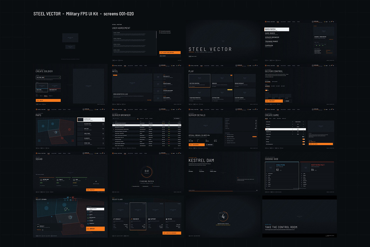 Military FPS Game 100 Screens, an UI Kit Template by pawellpi (Photo 7 of 116)