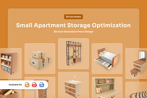 Small Apartment Storage 3D Icons, an Object Illustration by twinstd