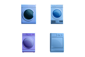 Washing machine icons set cartoon, an Object Illustration by Ylivdesign