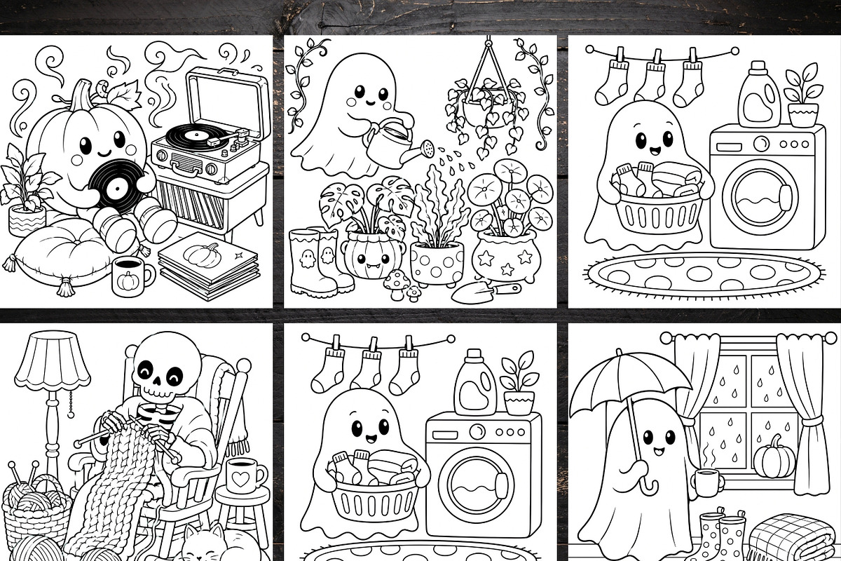 80 Cute Spooky Coloring Pages Bundle, a Brochure Template by LA Design (Photo 3 of 10)
