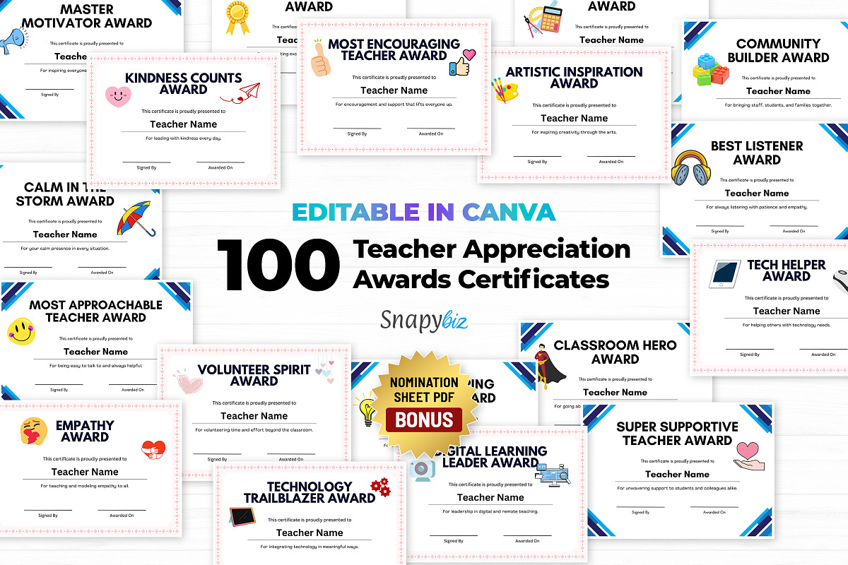 Teacher Appreciation Certificate, a Print Template by Snapybiz (Photo 7 of 10)