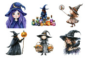 Watercolor Halloween Witch Clipart, an Illustration by Daily.Designs (Thumbnail 2 of 5)