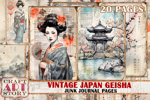 Japan Geisha Junk Journal picture, a Person Illustration by CraftArtStory