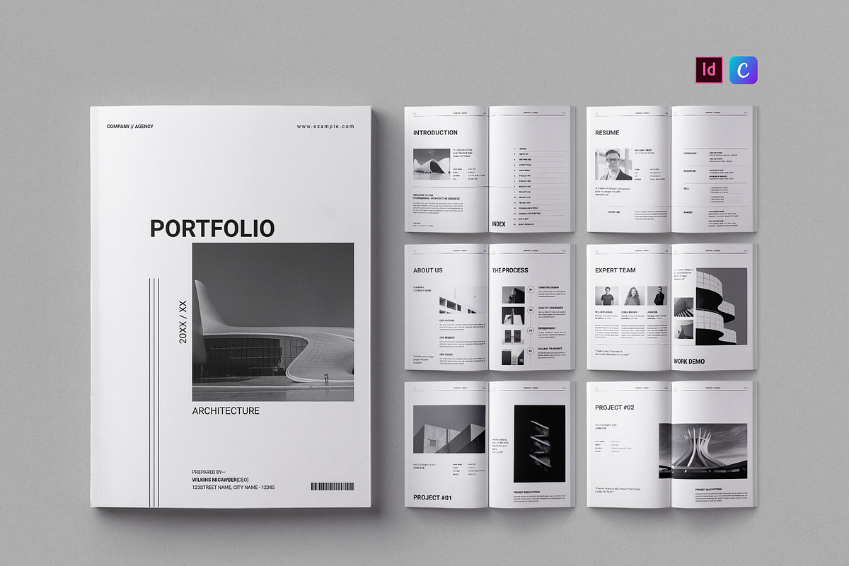Architecture Portfolio - Canva, INDD, a Brochure Template by Work-Envance (Photo 1 of 15)
