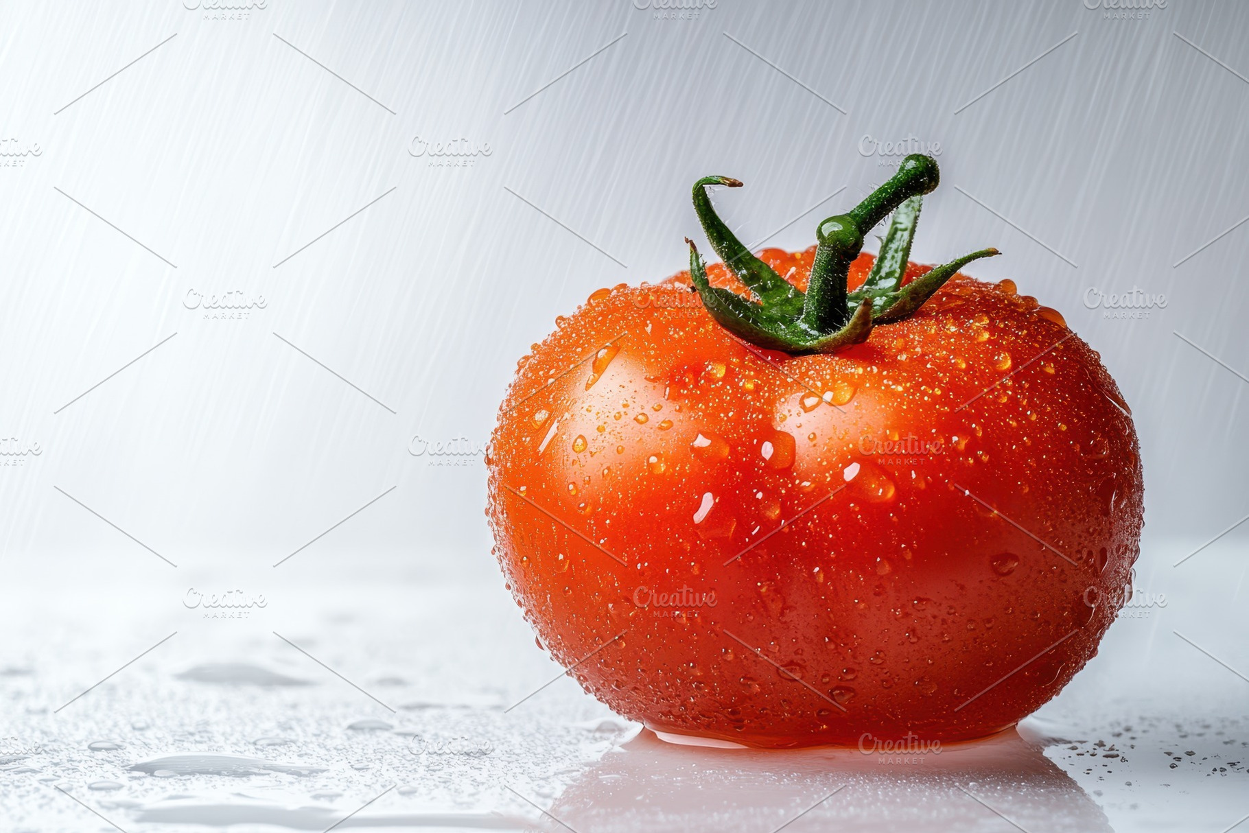 Fresh red tomato adorned, a Photo by Pavel_design