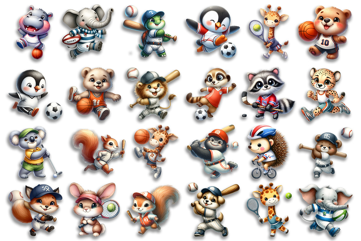 Bright animal sports clipart, an Animal Illustration by ElenazlataArt (Photo 4 of 5)