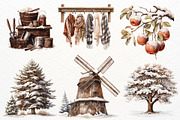 Winter Farm Clipart Bundle PNG, a Decorative Illustration by Maysa Art (Thumbnail 5 of 7)