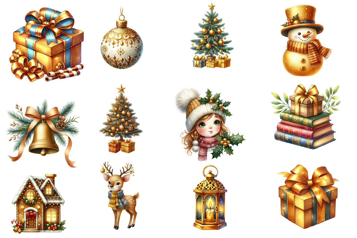 Gold Christmas Clipart, an Illustration by Designworld (Photo 2 of 5)