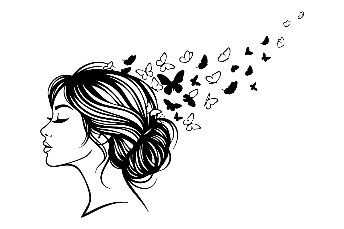 Woman Butterfly Hair Silhouette, an Object Illustration by yasushie (Photo 3 of 31)