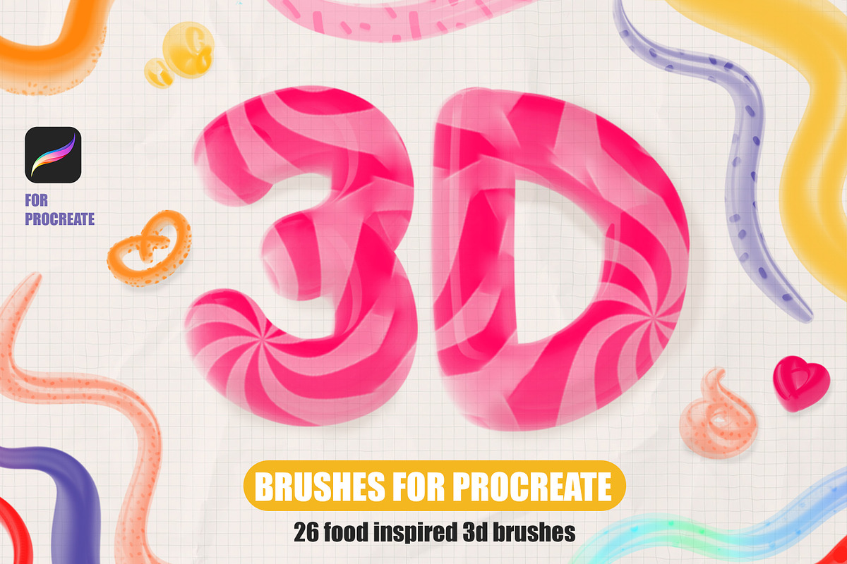 3D brushes for Procreate - brush set, a Brush Add-On by Spark Studio Brushes (Photo 1 of 5)