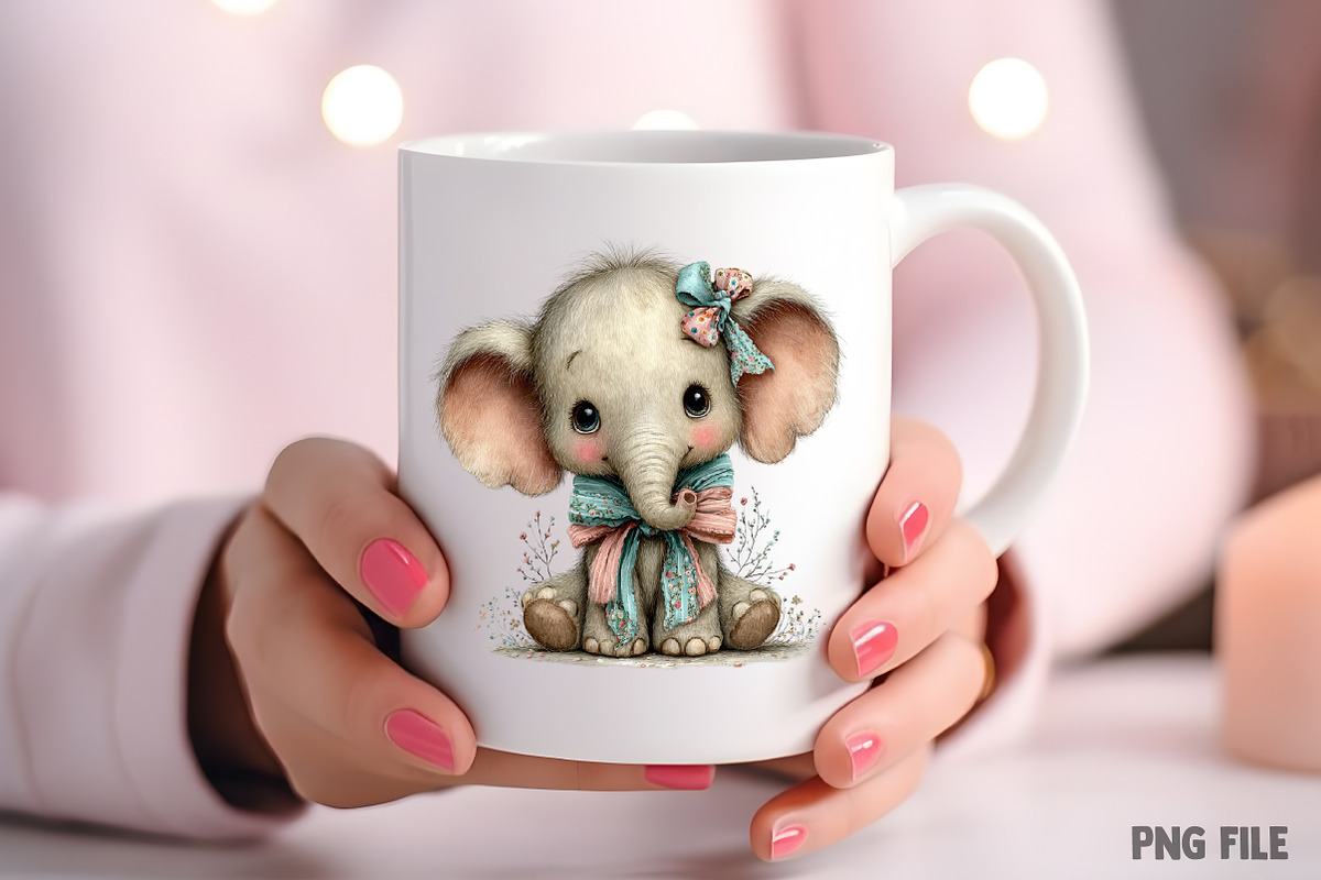 Baby Elephant in Spring Clipart Png, an Illustration by Craft Nest (Photo 8 of 11)