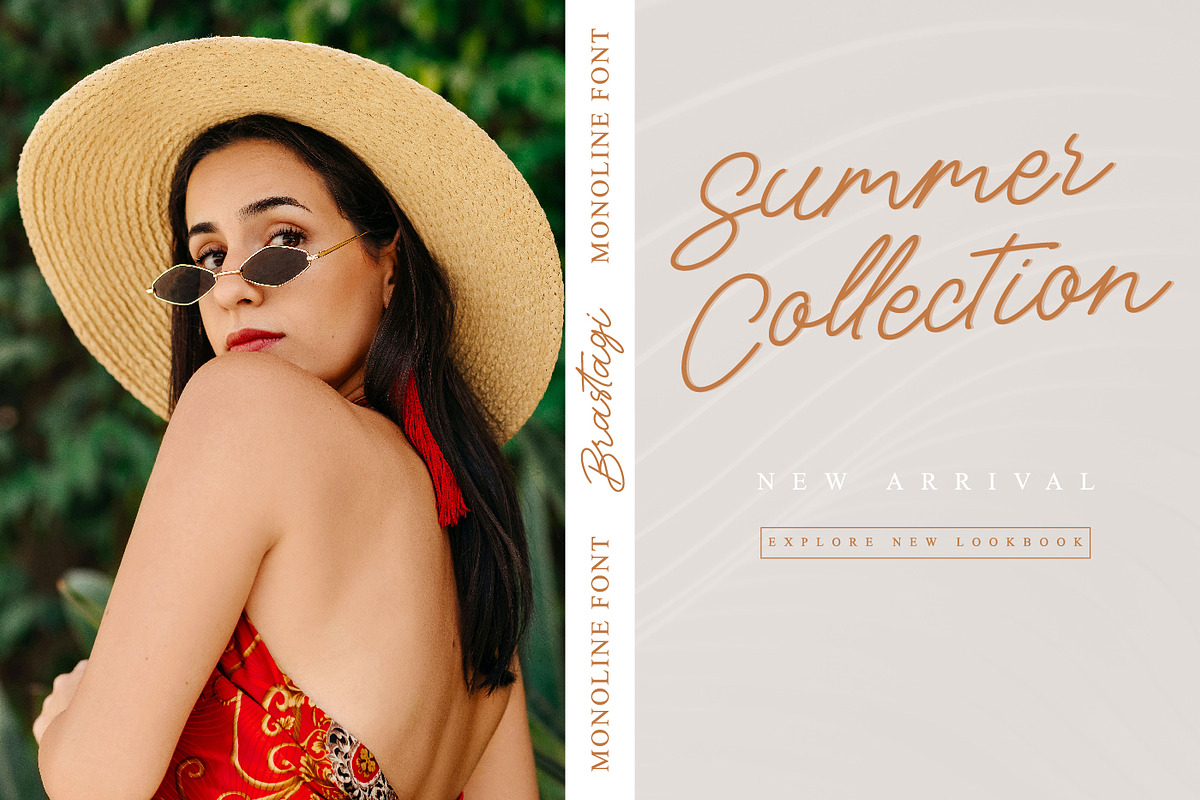 Brastagi Monoline Script Font, a Script Font by ribethstudio (Photo 4 of 8)