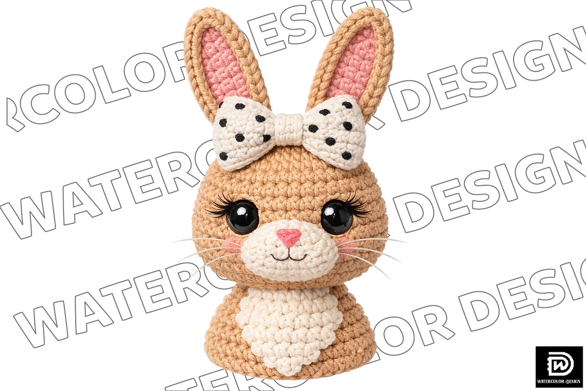Yarn Crochet Easter Bunny PNG, an Illustration by Watercolor design (Photo 2 of 4)