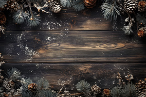 Christmas frame of snowy pine branch, a Background Photo by Perpis