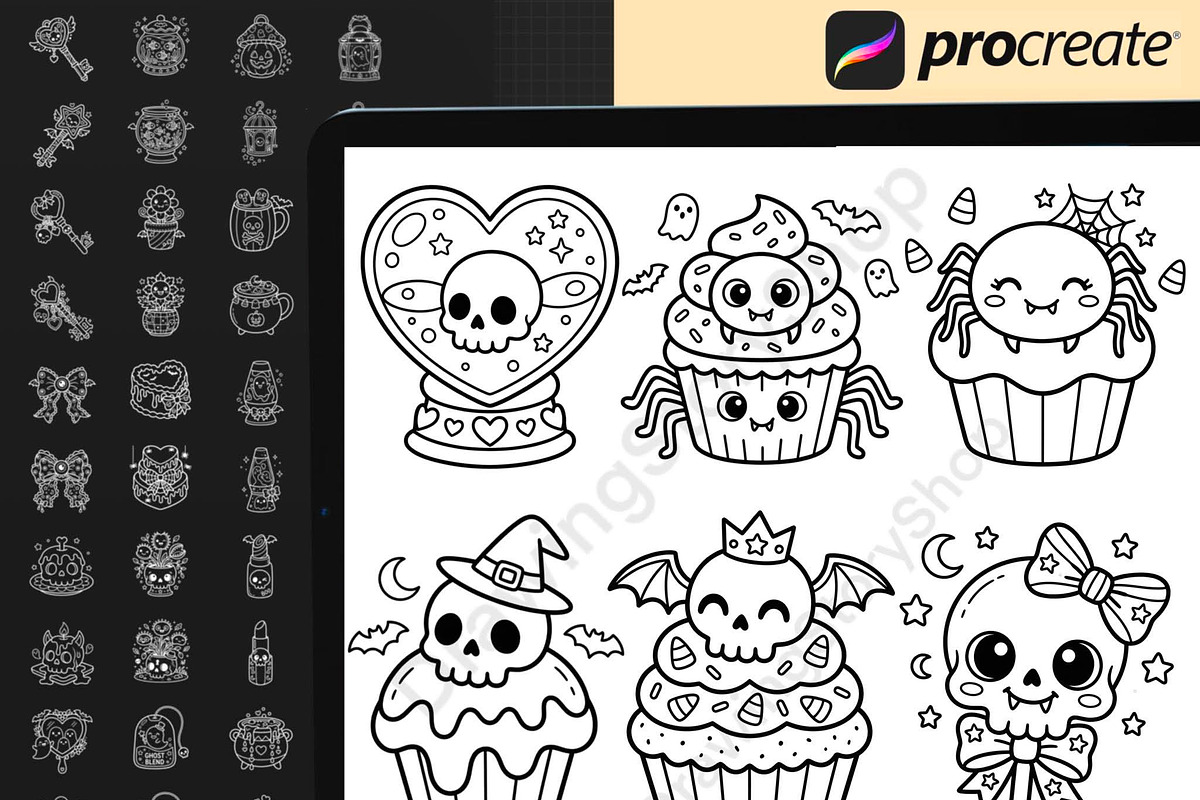 200 Procreate Halloween Stamps, a Brush Add-On by DrawingStoryShop (Photo 6 of 6)