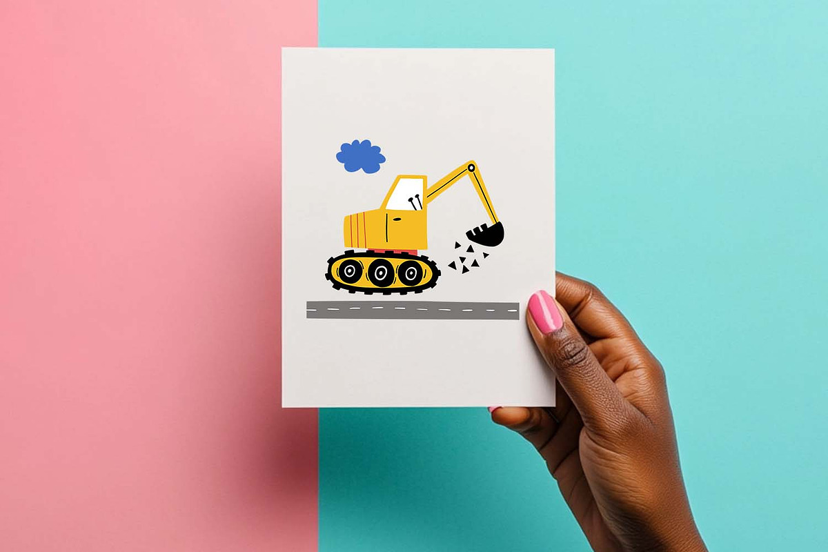 Cute Excavator Nursery Poster Print, an Object Graphic by Irina Ostapenko (Photo 3 of 4)