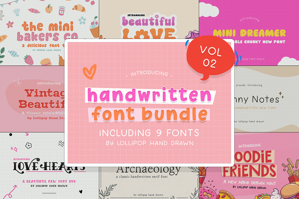 The Handwritten Font Bundle (Vol 02), a Font by Lollipop Hand Drawn (Photo 1 of 11)