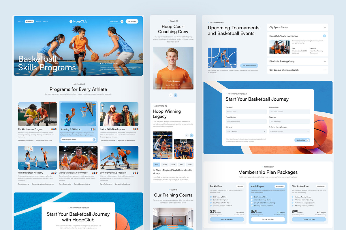 Basketball Academy Website UI Figma, an UI Kit Template by peterdraw (Photo 4 of 7)