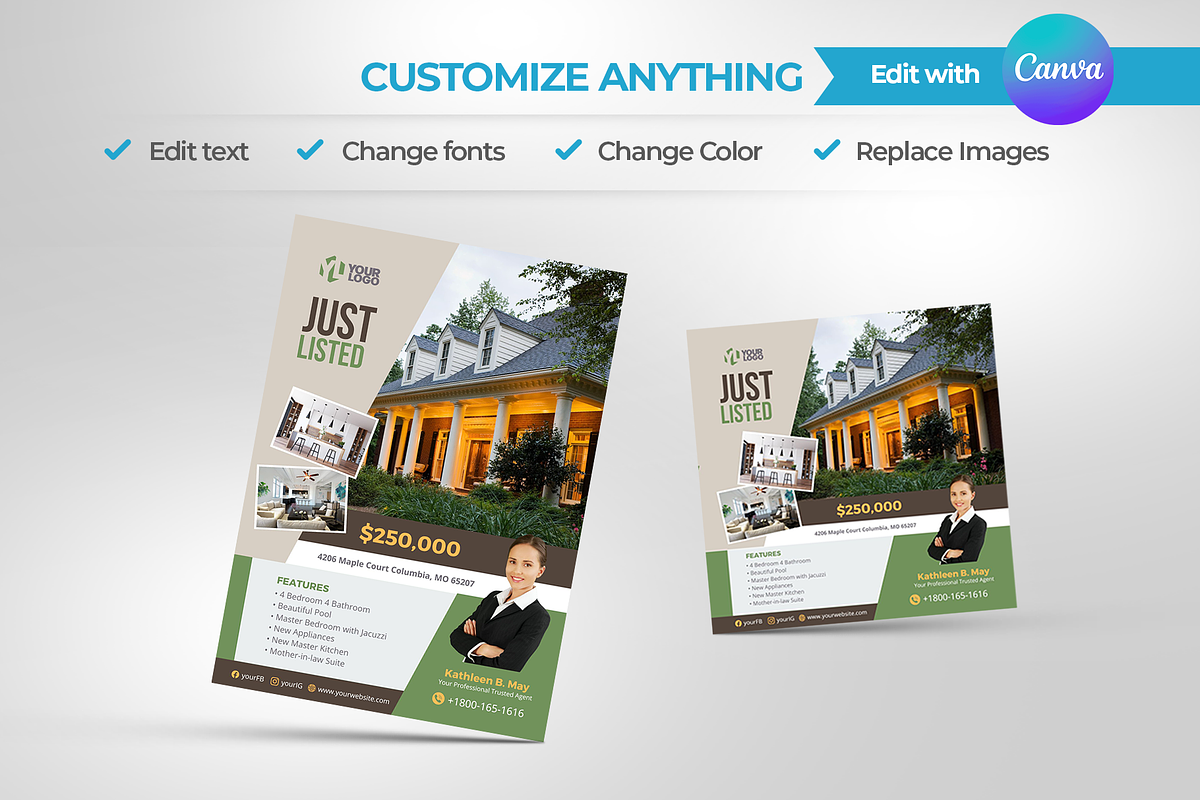 Just Listed Property Canva, a Flyer Template by antyalias store (Photo 2 of 3)