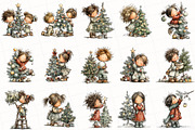Kids Decorate Christmas Tree Clipart, an Illustration by OK Design (Thumbnail 3 of 6)