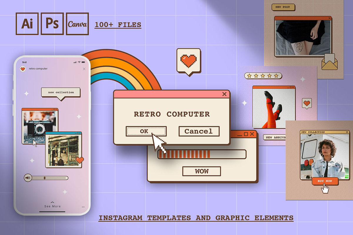 Old Computer Canva Instagram Templates