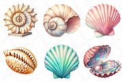 Watercolor Seashells Clipart, an Illustration by DreamPrint404 (Thumbnail 6 of 6)