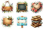 Watercolor Wood Sign Clipart, a Seasonal Illustration by DreamArtGraphic (Thumbnail 2 of 4)