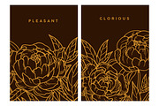 Retro, engraved peony flower cards, a Decorative Illustration by Good Studio (Thumbnail 3 of 6)
