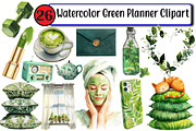 Watercolor Green Planner Clipart, an Illustration by Design Market (Thumbnail 1 of 3)