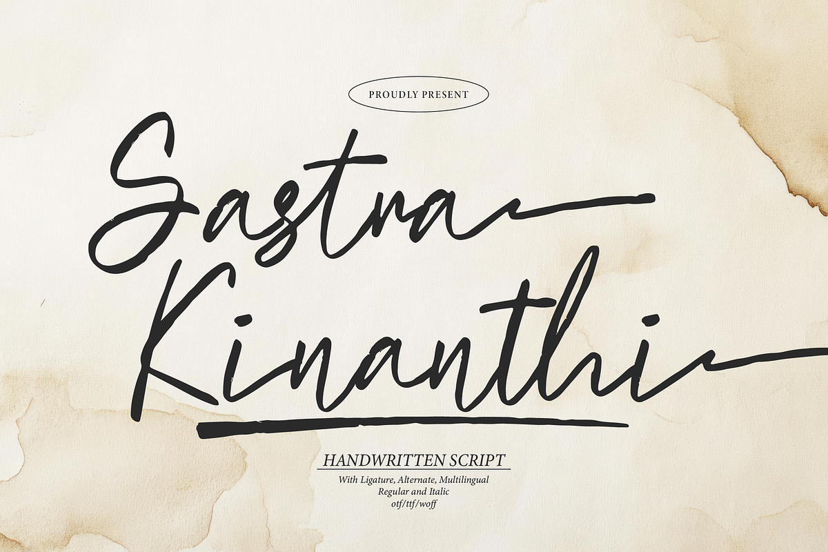 Sastra Kinanthi | Handwritten Script, a Script Font by Denustudios (Photo 1 of 15)