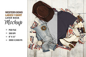 Western Country Boho T-Shirt  Mockup