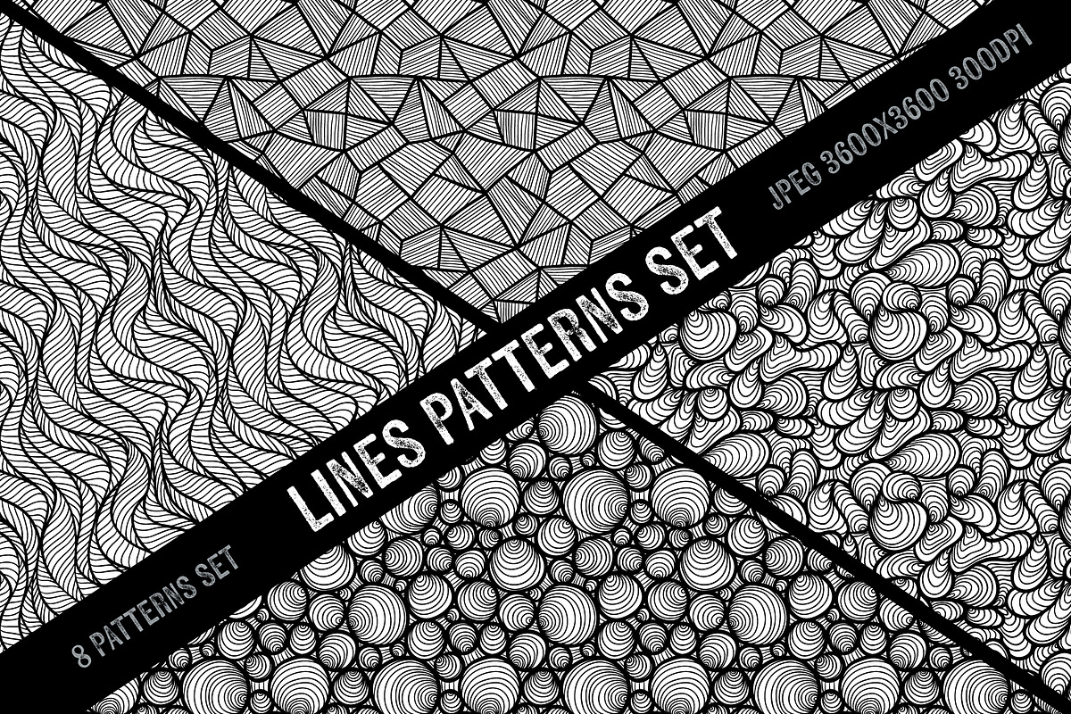 Lines and waves seamless patterns preview 6